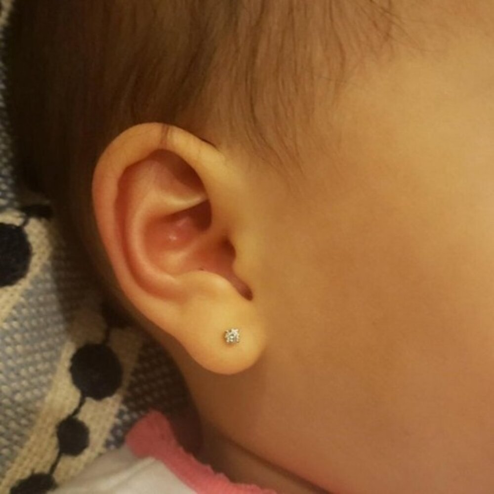 14Kt Gold 0.10Ct Baby Girl First Lab Grown Diamond Stud Earrings